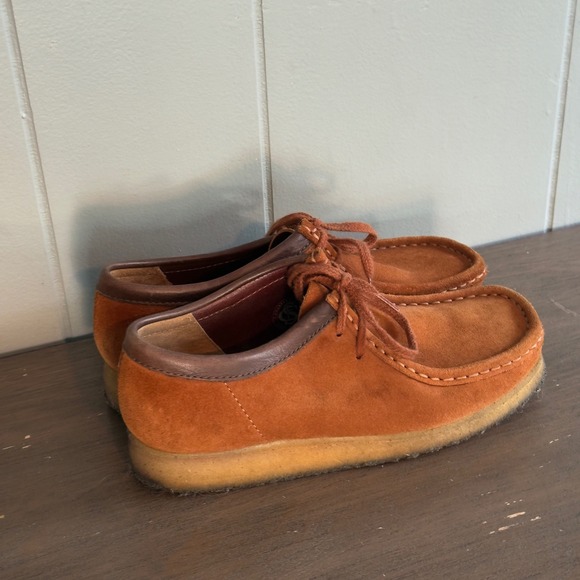 Clarks Originals Wallabee Style Shoes Men 7 Suede Crepe Sole Moc Toe Rust Brown - Picture 9 of 9